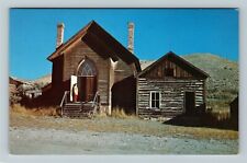 Bannack MT-Montana, First Church, Vintage Postcard picture