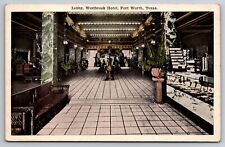 Lobby Westbrook Hotel Fort Worth Texas TX c1920 Postcard picture