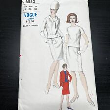Vintage 1960s Vogue 6552 Mod Two Piece Dress + Jacket Sewing Pattern 14 FLAW CUT picture