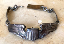 ORIGINAL WW2 US ARMY AIR FORCES PILOTS WINGS TRENCH ART BRACELET c1943 picture