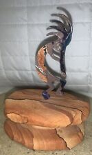 LaZart Kokopelli Flute Collector Series Sandstone Rock Mount Metal Art Figure 5” picture
