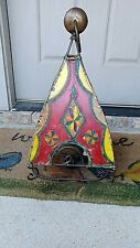 LARGE HAND-CRAFTED BOLD COLORED PAINTED TEEPEE PENDANT HANGING LAMP picture