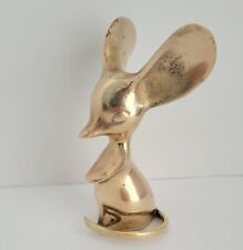 Vtg Brass Mouse Brutalist Large Ears Paperweight Figurine MCM Boho Rustic 5