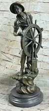 French bronze sculpture, Fisherman with Wheels Lost wax Method Decor Artwork NR picture