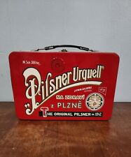 Pilsner Urquell Metal Red Embossed Lunch Box Beer Promo With Original Liners picture