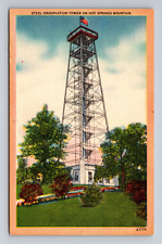 Linen Postcard Hot Springs AR Arkansas Obervatory Tower Hot Springs picture