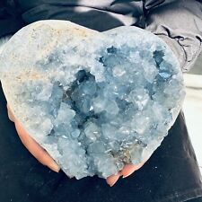 8.03LB Natural Beautiful Blue Celestite Crystal Geode Cave Mineral Specim 3650g picture