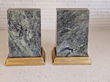 Vintage Marble Brass Bookends Set Green Gold Andrea by Sadek Library Decor picture