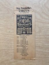 Al F Wheeler's Circus Shows Season 1932 Route Card Vintage Program Clown Lion picture