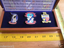 Disney Pin set of 3 Disneyland Ambassador in wood case MIP LE 750 HTF 2003 picture