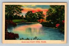 East Otis MA-Massachusetts, Scenic View Along River, Vintage Postcard picture