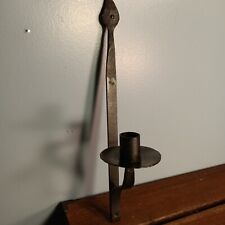 Vintage Black Wrought Iron Single Sconce Candle holder, Taper, Primitive picture