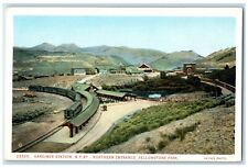 c1920 Gardiner Station Northern Entrance Rail Yellowstone Park Wyoming Postcard picture