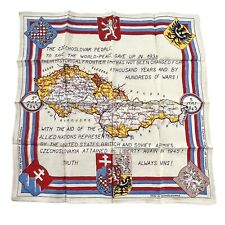 WWII Czechoslovakia Souvenir Textile Map 1945 Allies Liberation Day May 5 picture