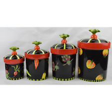 Set 4 Certified International Eileen Tramonte Vegetables Cookie Jar Canister Red picture