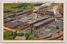 Kingsport Tennessee Bird's Eye View Maed Corporation Linen Postcard picture