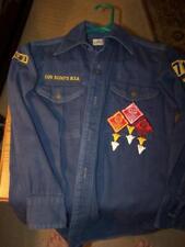 Vintage Official Boy scout Long Sleeve Shirt  with patches Blue  DEN 3 ,71 picture