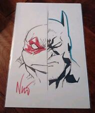 T.M.N.T Raphael/DC Batman Original Sketch By Eddie Nunez 9 X 12 Signed+ COA  picture