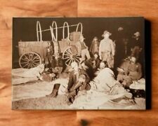 Cowboys at the End of the Trail wagons Bedding Down for the Night Postcard picture