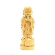 Wood Carved Buddha Statue Parenting Jizo Gassho 16Cm Cypress #KU0886 picture