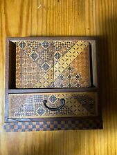 Vintage  handmade inlaid marquetry wood Small jewelry trinket box picture