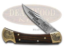 Buck 110 Folding Hunter Knife American Pride Ebony Wood 1/250 420HC Stainless picture