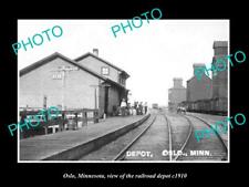 OLD LARGE HISTORIC PHOTO OF OSLO MINNESOTA THE RAILROAD DEPOT STATION 1910 picture