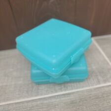 Set Of Two Vintage One Piece Blue Tupperware Square Sandwich Keepers picture