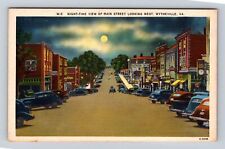 Wytheville VA-Virginia, Night View Of Main Street, 40's Cars, Vintage Postcard picture
