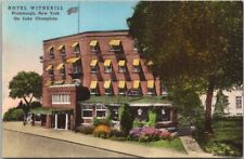 Plattsburgh, New York Postcard HOTEL WITHERILL Hand-Colored Albertype c1940s picture