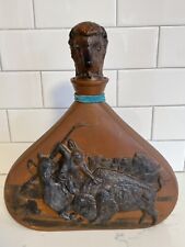 VTG Clay Sculpted Decanter Signed 1986 GRM Buffalo Horse picture