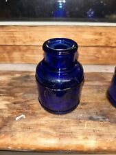 Early 1900’s Spool Inkwell COBALT BLUE Antique Ink Bottle picture