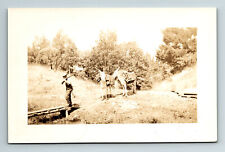 RPPC Postcard Sourdough Gulch Oregon Louse Creek Two Men Shotgun & Pack Mules picture