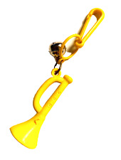 Vintage 1980s Plastic Charm Yellow Trumpet Bell Charms Necklace Clip On Retro picture