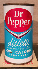 1960 1st DIETETIC DR PEPPER LOW CALORIE FLAT TOP SODA CAN VANITY LID DALLAS picture