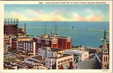 Racine WI-Wisconsin, Lake Michigan From Top Of The Court House Vintage Postcard picture