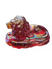 RARE Fenton  Amberina  Carnival Glass Lion Iridescent Paperweight Decor Figurine picture