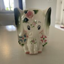 Vintage 1960s Ceramic ELEPHANT PLANTER Baby Nursery Gift Decor Hand-painted. picture