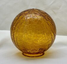 Vintage Mid-Century Amber Crackle Glass Globe Lamp Shade Mid-Century 3” Fitter picture