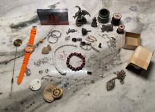 Vintage Estate Junk Drawer Lot Sterling Jewelry Tools Collectibles Pewter Thread picture