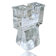 Vintage Dansk Cube Ice Block Glass Candle Holder Clear Glass Denmark Mid 20th C. picture