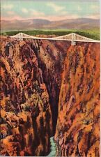 Royal Gorge Colorado CO Mountains Bridge Mountains Linen UNP Vintage Postcard picture