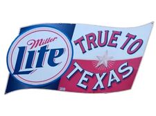 Vintage Miller Lite Sign True To Texas Flag Tin Beer Advertising Collectible picture