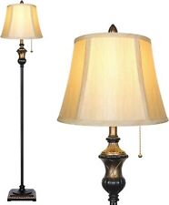 Traditional Floor Lamp, Classic Standing Lamp with Bronze Fabric Shade Pole Lamp picture