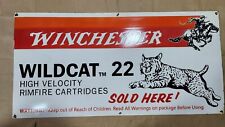 WINCHESTER WILDCAT PORCELAIN ENAMEL SIGN 48 X 24 INCHES picture
