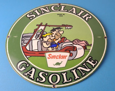 Vintage Sinclair Gas Porcelain Sign - Flintstones Cave Man Gasoline Pump Sign picture