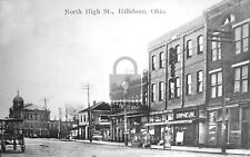 North High Street View Hillsboro Ohio OH Reprint Postcard picture