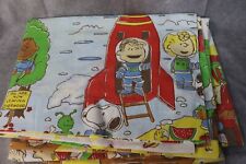 Vintage Snoopy Peanuts Charlie Brown Western Space Castle Pirate Twin Flat Sheet picture