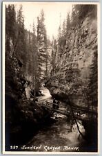 Vtg Banff Canada Johnson Canyon Foot Bridge Stairs RPPC 1920s View Postcard picture