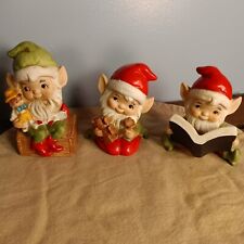Vintage Homco Santa's Elves Figurines, Set of 3, Christmas, #5406 picture